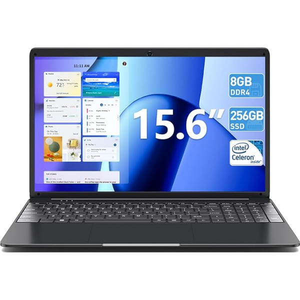 SGIN klēpjdators 15,6 collu, 8GB RAM 256GB SSD, Celeron divkodolu, 1366 x 768, 2.4/5.0G WiFi, Bluetooth 4.2, paplašināma atmiņa 512GB TF