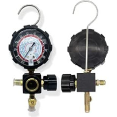 Klimaanlagen-Manometer for Kältemittel R22/R410A/R134A/R404A, H/L-Druckmessgerät, Ladewerkzeug kann den Druck entlasten, 1 Stück(Black High)