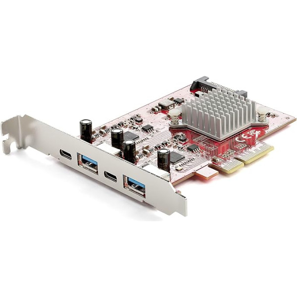 StarTech.com USB-C PCIe karte ar 4 pieslēgvietām - 10 Gb/s USB PCI Express paplašināšanas karte ar 2 kontrolieriem - 2 x USB-C un 2 x USB-A pieslēgvietas - USB 3.1 interfeisa karte - Pilna profila (PEXUSB312A2C2V)