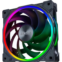 Akasa Soho AR, adresējams RGB LED ventilators, 120 mm PWM ventilators, zema trokšņa līmeņa ARGB korpusa ventilators, ar ARGB gaismas cilpu, personālajiem datoriem, korpusiem un dzesēšanai, melns, individuālā iepakojumā, AK-FN108