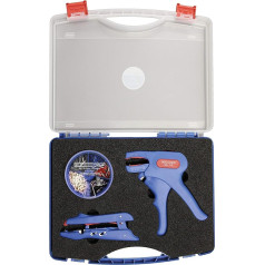 WEICON 52880002 Profi Crimp-Set Werkzeug-Koffer mit 2 Abisolierwerkzeugen & Aderendhülsen, Blau/rot