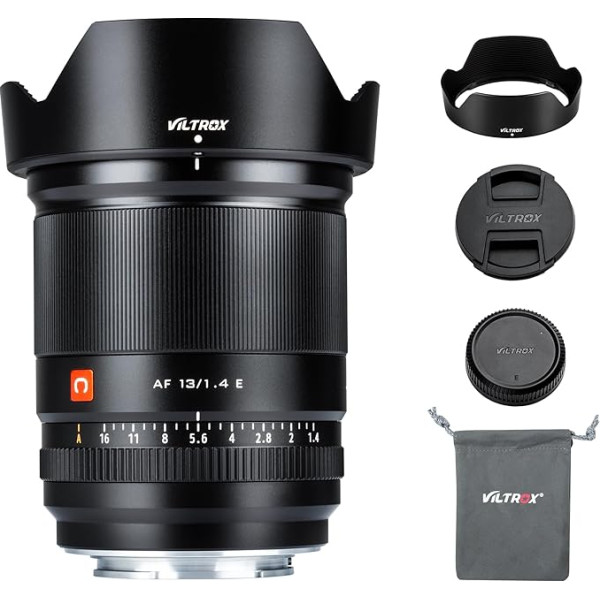 VILTROX AF 13mm f1.4 F/1.4 E-mount objektīvs, F1.4 liela diafragmas atvērums, īpaši platleņķa automātiskā fokusēšana APS-C fiksētā fokusa attālumā Sony E-mount kamerai A6600 A6500 A6300 A6400 A7 A7R A7C A7II A7II A7RII A7SIII A7III A9