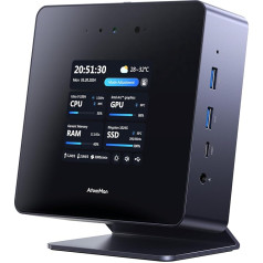 MINIS FORUM X7 Ti Mini PC, Core Ultra 9 procesors 185H, 16 kodolu līdz 5,1 GHz, 32 GB DDR5/1 TB SSD spēļu dators, Oculink 4X ports, FHD 1080P kamera, HDMI/DP/2 × USB4.2 × RJ45 5G, 480P Smart Display