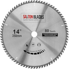 Saxton 350mm x 30mm 80T TCT kokmateriālu ripzāģa asmens Bosch, Makita u.c. Piemērots 355mm zāģiem