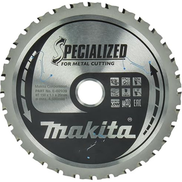 Makita E-02939 Cirkulārā zāģa asmens TCT Efficut 150 x 20 mm 32T Metāls