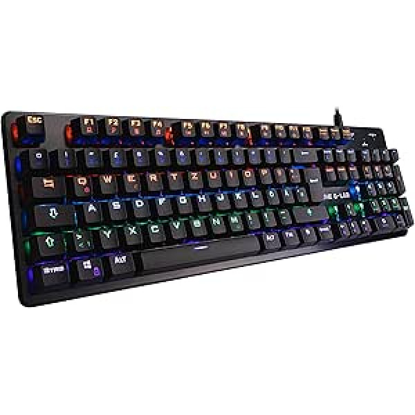 G-LAB Keyz Carbon V3 mehāniskā spēļu tastatūra QWERTZ Blue Switches - daudzkrāsaina LED spēļu tastatūra ar fona apgaismojumu, Anti-Ghosting - PC/PS4/PS5/Xbox One/Xbox Series X New 2022