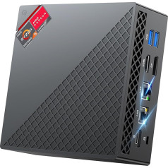 NiPoGi AM06 PRO Mini PC 32GB RAM, AMD Ryzen 5 5500U (6C/12T, līdz 4.0GHz) Mini PC Dual LAN, 512GB M.2 NVMe SSD Mini Desktop Computer, 4K UHD Triple Display/WiFi 5/BT 4.2 spēlēm/ birojam/HTPC.