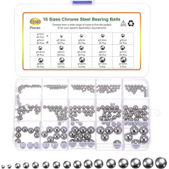 izejmateriālu karte G10 Präzisionskugel-Sortimentsset, 1 mm, 2 mm, 2,5 mm, 3 mm, 3,5 mm, 4 mm, 4,5 mm, 5 mm, 5,5 mm, 6 mm, 7 mm, 8 mm, 9 mm, 10 mm, 11 mm, 12 mm, Chromstahl, massives Kugellagerkugeln, 330