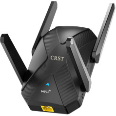 CRST WiFi 6 WLAN stiprintuvas WLAN retransliatorius AX1500 Dviejų dažnių 1201Mbit/s 5GHz ir 300Mbit/s 2,4GHz, WiFi stiprintuvas su Gigabit prievadu, interneto stiprintuvas su retransliatoriaus/AP/maršrutizatoriaus režimu, JK-U45