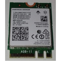 Intel AC 8265 interner WLAN / Bluetooth adapteris, 867 Mbit/s, tīkla adapteris, kabelis, M.2, (IEEE 802.11a, IEEE 802.11ac, IEEE 802.11b, IEEE 802.11d, IEEE 802.11e, IEEE 802.11g, IEEE 802.11h)