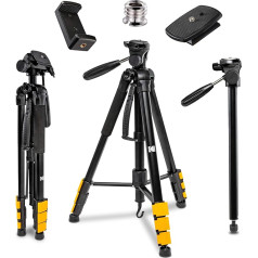 KODAK PhotoGear 2-in-1 statīvs un monopods | Viegls 70 collu 4 gabalu alumīnija statīvs ar Flip-Lock fiksatoru pārveidojams par 65 collu monopodu | Ātrās noņemšanas plāksnes