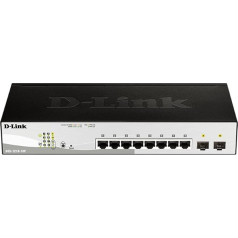 D-Link DGS-1210-10 10 portu gigabitu inteliģentais komutators (8 x 10/100/1000 Mbit/s Base-T-porti, 2 x 100/1000 Mbit/s SFP-porti), melns / pelēks