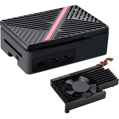 GeeekPi Korpuss Raspberry Pi 5, Raspberry Pi 5 ABS korpuss ar Armor Lite V5 aktīvā dzesētāja ventilatoru Raspberry Pi 5 4GB/8GB (melns)