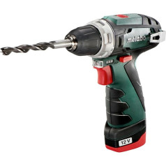 Metabo 600080500 Akumulatora urbjmašīna-skrūvgriezis mazais PowerMaxx BS Basic 10,8 V, 2x 2Ah Li-Ion akumulatori, ar lādētāju, iebāžots, maks. Griezes moments: 17 Nm (mīksts) / 34 Nm (ciets)