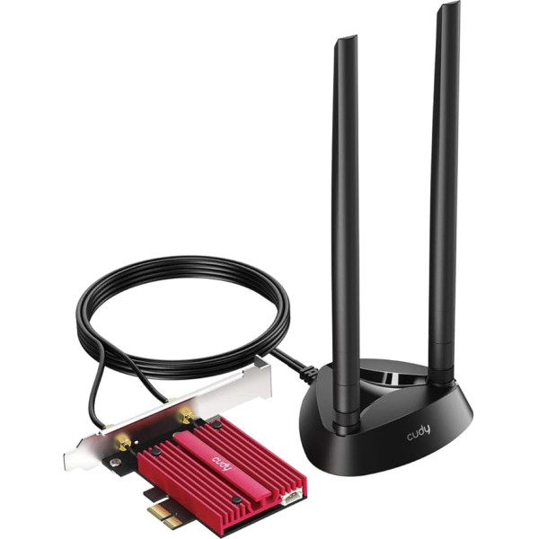 Cudy WiFi 7 WE9300S PCIe WiFi karte datoram, 6 GHz trīsjoslu bezvadu adapteris, Intel BE200 mikroshēma, Bluetooth 5.4, augstas izšķirtspējas antena, viegla uzstādīšana