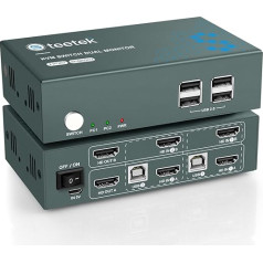 Steetek KVM переключатель 2 монитора 4K @ 60Hz, USB 2.0, KVM переключатель HDMI поддержка кнопочный переключатель, 2 ПК 2 монитора переключатель с 4 HDMI 2.0 и 2 USB