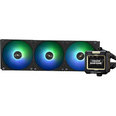 Thermalright Frozen Warframe 360 Black ARGB CPU ūdens dzesēšana, 360 AIO dzesēšana, IPS 320*240 izšķirtspējas LCD ekrāns, šķidrais CPU dzesētājs AMD/Intel šķidrais CPU dzesētājs: LGA1700/AM4/AM5.