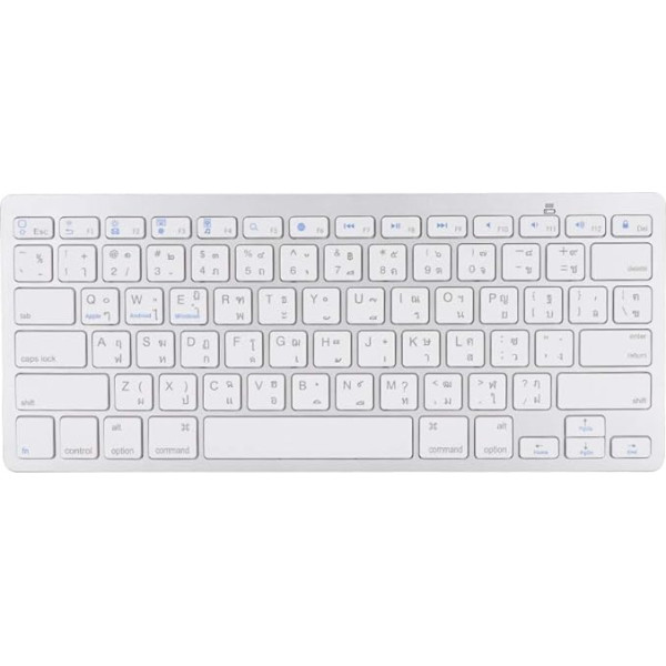 Dpofirs Taizemes valodas tastatūra, īpaši plāna bezvadu Bluetooth tastatūra, daudzfunkcionāla 78 taustiņu dizaina tastatūra datora galddatoram, portatīvajam datoram, sudrabaini balta