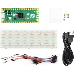 Waveshare Pi-Pico 2 Starter Kit, neliela ātra mikrokontrolleru plate ar elastīgām digitālajām saskarnēm RP2350 mikroshēma ar diviem kodoliem un dubulto arhitektūru 520KB SRAM 4MB Flash atmiņas atbalsts C/C++/MicroPython