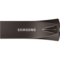 Samsung BAR Plus USB Flash Drive Type-A, 512 GB, 400 MB/s Read, 110 MB/s Write, Durable USB 3.2 Memory Stick with Key Ring, Titanium Grey, MUF-512BE4/APC