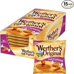 Werther's Original Soft Caramel - 15 x 180g - mīkstās krēmveida salvetes ar gardu karameles garšu