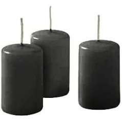 Risthò 56200_18 Pillar Candles Black Diametrs 4 cm Augstums 7 cm Iepakojumā 12 gab.