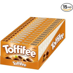 Toffifee 15 x 125g - lazdu rieksti karameļā ar riekstu krēmu un šokolādi