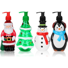 Ziemassvētku ziepju dozators Ziemassvētku rotājums Šampūna dozators Losjons konteiners Santa Snowman Ziemassvētku eglīte Plastmasas sūkņa pudele Rokas ziepju dozators 4 Pack