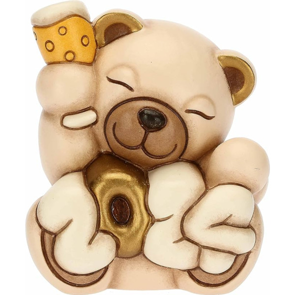 THUN, Teddy Happy Year 2024 Keramikas glāze ar rokām dekorēts Ziemassvētku rotājums Dāvanu ideja 6,7 x 5,8 x 6 cm H