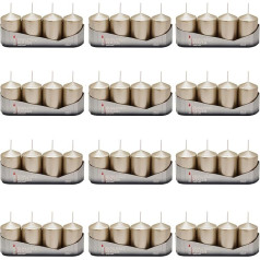 Sveces Pillar Candles Pearl Lacquered 48 gab. (12 x 4 gab.), izmērs aptuveni 50 x 80 mm Adventes sveces Ziemassvētku sveces Sveces Pillar Candles