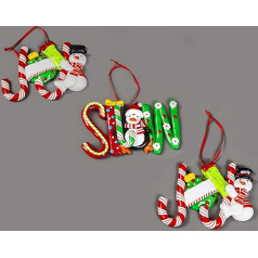 SHATCHI Christmas Word Hanging Tree, Snow Joy Noel, dekorēts ar Candy Cane, Santa, sniegavīrs, pingvīns, Ziemassvētku eglīte, sienas dekori, 3 komplekti