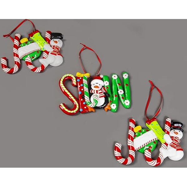 SHATCHI Christmas Word Hanging Tree, Snow Joy Noel, dekorēts ar Candy Cane, Santa, sniegavīrs, pingvīns, Ziemassvētku eglīte, sienas dekori, 3 komplekti