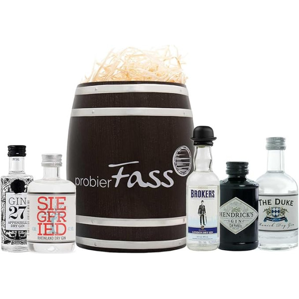 Gin Set mit 5 beliebten Gin Spezialitäten im Fass (3x50ml und 2x40ml) | Das perfekte Gin Geschenkset für Männer und Frauen