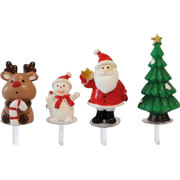 Déco Relief - 48 Weihnachts-Dekorationen - dažādas Elche + Weihnachtsmänner + Schneemänner + Tannenbäume, Cake Toppers für Kuchen, Cupcakes - DR50357