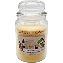 Amazzonia Candle Kokosriekstu vaniļa 530 g Dabīga aromātiska sojas vaska aromātiska svece videi Dekoratīva balta svece Stikla svece Jara