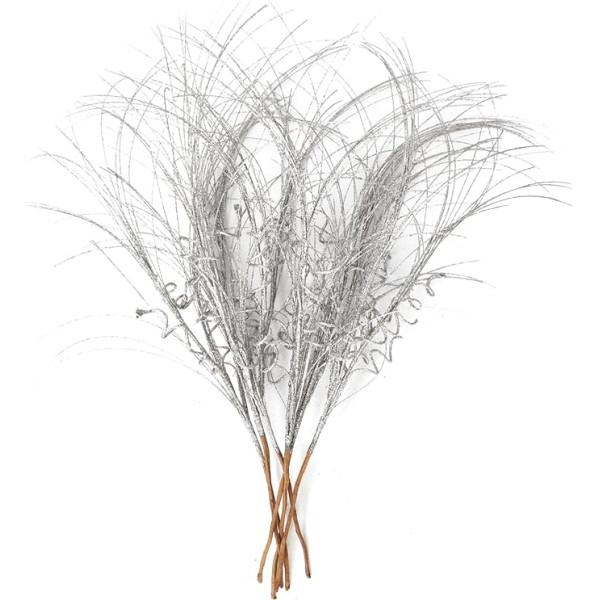 Komplekts no 6 gliter Curly Christmas Sprays 55cm Ziemassvētku eglīšu rotājumi Ting Branch Sparkly Curly Branches Christmas Long Glitter Stem Branch for Home Living Room