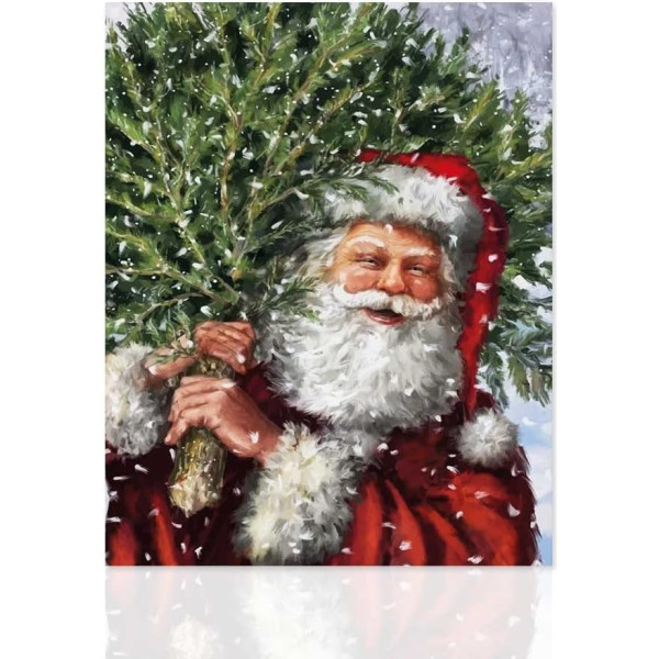 Declea Ziemassvētku glezna uz audekla Santa Claus - Sienas Attēli Sienas Dekorācija Ziemassvētki Dzīvojamā istaba Birojs Ziemassvētki 40 x 50 cm