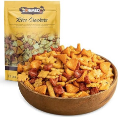 Rīsu krekeru maisījums 1 kg | Fuji Mix sāļās rīsu uzkodas | Kraukšķīgi krekeri ar smalku piparu un sāls garšu | Veselīgas un kvalitatīvas uzkodas sabalansētam uzturam | Dorimed