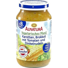 Alnatura Organic Морковь Брокколи с томатом и макаронами из полбы, с 8-го месяца, 220 г