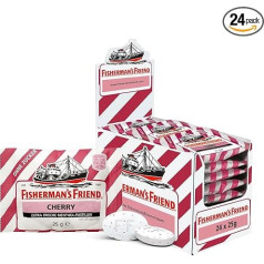 24 x Fisherman's Friend Cherry Menthol Pastilas ar saldinātājiem 25g