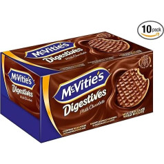 McVitie's Digestives 10 x 200g - Lielbritānijas kraukšķīgie cepumi - nesalīdzināmi garšīgi cepumi pēc tradicionālās receptes - piena šokolāde