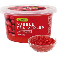 TILLMANN'S Bubble Tea Beads Strawberry | 490 г Фруктовые шарики Боба для Bubble Tea | 100% желатин и без глютена | с настоящим фруктовым соком