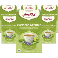 YOGI TEA, Basic Herbs, Ajūrvēdas organiskā garšvielu un zāļu tēja, dabiski bez kofeīna, pienenes, nātres, lavandas, Yogi tējas maisījums, 6 paciņas, 6 x 17 maisiņi (kopā 102 tējas maisiņi)