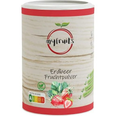 myfruits zemeņu pulveris, 350 g, saldētavā žāvētu augļu pulveris, 100 % zemeņu, žāvētas un maltas, augļu pulveris kokteiļiem, kokteiļiem un jogurtam.