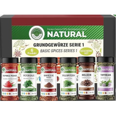 Natural Welt Spice Set of 6 Spice Jars (450 g) I Basic Spices Series 1 I Essential Herbs and Spices I Spice Gift Set