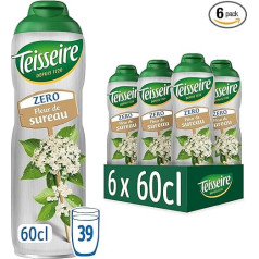 Teisseire Elderflower Zero - bezcukura bezalkoholiskajiem dzērieniem 6 x 600 ml