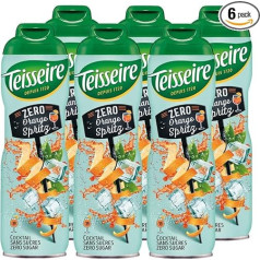 Teisseire Orange Spritz Zero - bezalkoholiskajiem dzērieniem ar autentisku apelsīnu kokteiļu garšu, 6 x 600 ml