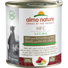 Almo Natural HFC - liellopa gaļa ar kartupeļiem un zirņiem - 100% dabīgs, mitrs suns - 12x290 g kārba