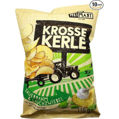 Heimart Krosse Kerle Potato Chips, Sour Cream and Leek Onion, Pack of 10 (10 x 115 g)