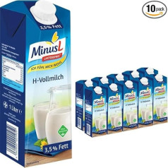 MinusL Milk H-Milk bez laktozes, 3,5% tauku, izturīgs piens, 1 litrs, 10 gab., iepakojumā pufai